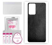 apgo Protective Skin Sticker for the back compatible with Xiaomi 11i, Wrap Film, Foil, Vinyl - Pattern Black Leather