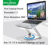 Soporte metálico de acero para ordenador portátil, soporte giratorio de 360 ​​° para tableta y portátil, soporte plegable para ordenador portátil de 10-17,3 pulgadas gris