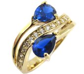 Anillo chapado en oro 'Sissi' oro con zafiro blanco 56 azul