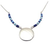 Les Trésors De Lily [P9255] - Collier argent 'Boho' bleu argenté rhodié - 14x14 mm azul