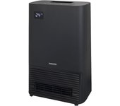 Ventilador cerámico de gran volumen Temporizador de temperatura y ahorro de energía Aire caliente Bloqueo para niños Tocador Cerámica negra [Yamazen] Calentador, sensor, ahorro, incluido, 2 etapas