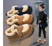 Zapatos de algodón para niños y niñas Versión coreana de las nuevas botas de nieve de algodón antideslizantes y cálidas de colores a juego 29 negro