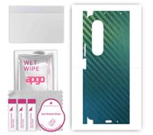 apgo Protective Skin Sticker for the back+sides compatible with Samsung Galaxy Z Fold4, Full Wrap Film, Foil, Vinyl - Pattern Carbon Chameleon CAKA1
