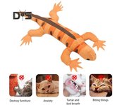 Juguete de peluche para gatos con sonido chirriante y forma de cocodrilo, juguetes interactivos para mascotas con hierba gatera, resistente a las mordeduras, para limpiar los dientes y moler, juguete suave para mascotas naranja