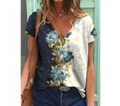 Camiseta informal de manga corta con cuello en V y estampado de mariposas en tallas grandes XL-7XL para mujer, camiseta holgada de verano con estampado 3D y flores a la moda XL