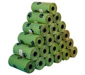 Bolsas biodegradables para excrementos de perros, bolsas de basura degradables para gatos, bolsas ecológicas para perros, EPI verde, sin perfume, suministro para mascotas más grueso 20 roll bags and a dispenser verde