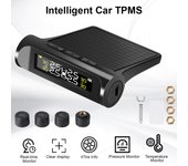 Sistemas de alarma de seguridad para automóviles Versión de batería Pantalla LCD digital Sistema de monitoreo de presión de neumáticos TPMS universal para automóvil con 4 sensores externos negro