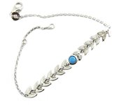 Les Trésors De Lily [P6861] - Bracelet Argent 'Epi de blé' turquoise argenté (rhodié) turquesa