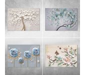 Pegatinas de pared abstractas 3D, flores blancas, mariposas de árboles de colores, papel tapiz autoadhesivo, arte, carteles florales rosas, impresiones para decoración de sala de estar 30cm x 20cm