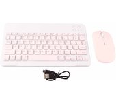 Juego de teclado Bluetooth de 10 pulgadas con carga USB, teclado inalámbrico ultrafino y silencioso con ratón DPI para color rosa