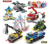 LELE Fire Rescue Aircraft Tank Garden Street View Bloques de construcción compatibles con partículas pequeñas ladrillos para niños Diy Puzzle Juguetes Regalos