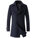 Abrigo de tweed de lana para hombre nuevo de otoño e invierno, abrigo de tweed de longitud media con solapa cruzada a la moda para hombre XS