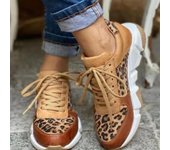 Zapatos tobilleros de mujer, moda de primavera, zapatos informales de leopardo para mujer, zapatillas de deporte con plataforma para mujer, Tenis femeninos con cordones bajos 36