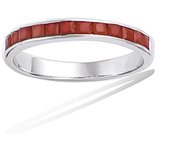 Bague Argent 'Boho' rouge argenté (rhodié) - 3 mm 56