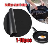 Alfombrillas antiadherentes para parrilla de barbacoa, resistentes al calor, reutilizables, redondas, accesorios de cocina 1pcs negro
