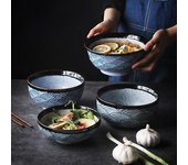 Cuenco de arroz de cerámica de estilo japonés, tazón de Ramen, ensalada, fideos, tazón de sopa, plato de carne para restaurante, vajilla de cocina, decoración del hogar