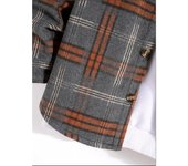 Chaqueta con capucha de manga larga a cuadros para hombre, abrigo informal de moda y cálido para otoño S gris