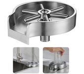 Enjuagador de vidrio para fregadero de cocina, botella, taza, arandela para fregadero, barra de fijación, enjuagador de vidrio inoxidable plata