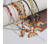 Collar multicapa de la amistad con cristales arcoíris para parejas