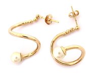 Les Trésors De Lily [G7599] - Pendientes chapados en oro 'Lucille' Blanco Dorado oro