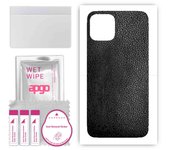 apgo Protective Skin Sticker for the back compatible with Apple iPhone 11 Pro, Wrap Film, Foil, Vinyl - Pattern Black Leather