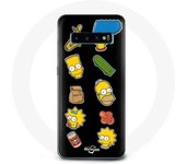 Coque pour Samsung Galaxy s10 plus Les Simpson autocollants fond noir