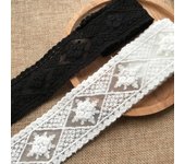 3 metros de ancho:Encaje de malla elegante con rosas de 5,0 cm, bordado para álbumes de recortes, bricolaje blanco