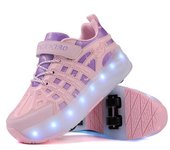 Nuevos Zapatos de Escape de Cuatro Ruedas Zapatos Deportivos Retráctiles Automáticos con Ruedas para Niños Zapatos con Luz LED Luminosa de Carga USB 40