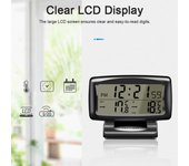 Termómetro digital para coche 2 en 1, reloj y medidor de temperatura con pantalla LCD retroiluminada, 12 h 24 h negro