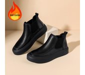Botas Chelsea de piel versátiles para hombre: zapatos de piel auténtica, sin cordones y estilo británico. 40