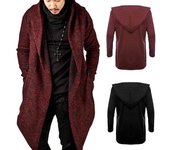 Hombres con capucha negro Hip Hop manto sudaderas con capucha chaqueta de manga larga capa abrigos de hombre prendas de vestir XL rojo