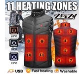 Áreas de calefacción Chaleco con calefacción inteligente Chaqueta USB para hombres Chaqueta sin mangas con calefacción eléctrica de invierno Chaleco de caza para pesca al aire libre Chaleco para senderismo L negro