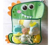 Bolsa de almacenamiento de juguetes Malla transparente Estampado de animales de dibujos animados Gran capacidad Gran succión Secado rápido Organizador de juguetes de baño para bebé Soporte para colgar carrito de ducha amarillo