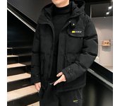Ropa acolchada de algodón para hombre, chaqueta de invierno gruesa de marca de moda, chaqueta acolchada de algodón, ropa de invierno con capucha M
