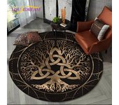 Alfombra redonda vikinga Valknut Yggdrasil Tree of Life, alfombra para sala de estar, dormitorio, sofá, decoración de sala de juegos, alfombra antideslizante 60cmx60cm