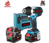 ONEVAN-llave eléctrica sin escobillas de torsión, 1800N.M, llave de impacto inalámbrica de 1/2 pulgadas, herramienta eléctrica DTW700 para batería Makita de 18V 2 Battery Set