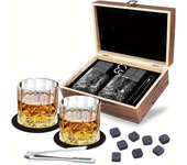 1 Juego, juego de piedras y vasos para whisky, copa de vino, pinzas para hielo, piedras para whisky, piedra para hielo, suministros para Bar, juego de vino portátil 1 Set