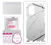 apgo Protective Skin Sticker for the back+sides compatible with Oppo A54 (2021), Full Wrap Film, Foil, Vinyl - Pattern White Marble