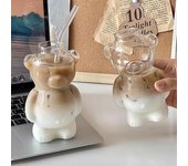 1 taza de café con forma de oso para restaurante de celebridades de Internet, taza de cristal con dibujos animados, taza creativa para jugo, taza de té con leche