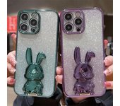 Funda de teléfono de conejo 3d con purpurina brillante para Iphone 14pro Max 13 12 11 Pro Max 14 Plus 11, cubierta trasera de parachoques con revestimiento suave a prueba de golpes For iPhone 11