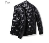 Chaqueta de plumón cálida de invierno 2024 para hombre, resistente al viento, con cara brillante, abrigo informal ajustado, chaqueta acolchada de algodón grueso M negro