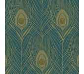 Papel pintado de plumas de pavo real absolutamente elegante de AS Creation 10.1m x verde azulado