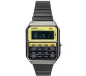 Casio Vintage Heritage Colors Reloj calculadora unisex de acero inoxidable digital de cuarzo CA-500WEGG-9B negro/amarillo