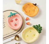 Platos de frutas de cerámica para el hogar, lindos platos de postre, platos de ensalada, platos decorativos divertidos de escritorio para el hogar, mini bandejas, platos de aceite de cocina