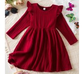 Vestido de punto para niñas pequeñas, otoño-invierno, manga larga, Navidad, Año Nuevo, vestido de princesa para fiestas infantiles, vestidos de noche de 2 a 7 años 90cm