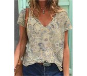 Camiseta holgada de moda de verano para mujer, camisetas de manga corta con cuello en V y estampado Vintage 3d para mujer, camisetas nuevas Y2k de gran tamaño para mujer XL