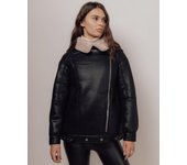 Abrigo corto de piel de oveja RR Designer 9028 42 negro 42 negro