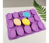 Moldes ovalados de silicona para jabón (15 unidades), hechos a mano, para velas, caramelos, pudines, chocolate, pasteles y más. ciruela