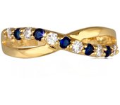 Anillo chapado en oro 'Sissi' oro con zafiro blanco - 4 mm 62 azul