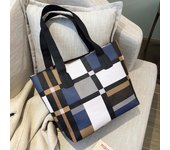 Yogodlns-Bolsos de diseñador para mujer, bolsos de piel sintética con asa superior, bolsos de hombro femeninos de alta capacidad, bolso de mano informal con empalme 30x12x26cm azul